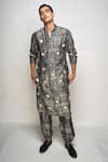 Buy_PS Men by Payal Singhal_Black Dupion Silk Printed Paisley Kurta Set _Online_at_Aza_Fashions