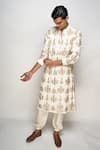 Shop_PS Men by Payal Singhal_White Georgette Embroidered Floral Kurta Set _at_Aza_Fashions
