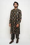 Buy_PS Men by Payal Singhal_Black Silk Leheriya And Bandhani Kurta & Jogger Pant Set  _Online_at_Aza_Fashions