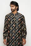 Shop_PS Men by Payal Singhal_Black Silk Leheriya And Bandhani Kurta & Jogger Pant Set  _Online_at_Aza_Fashions