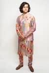 PS Men by Payal Singhal_Multi Color Dupion Silk Printed African Motifs Bundi And Kurta Set  _Online_at_Aza_Fashions