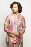 Buy_PS Men by Payal Singhal_Multi Color Dupion Silk Printed African Motifs Bundi And Kurta Set  _Online_at_Aza_Fashions