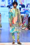 Buy_PS Men by Payal Singhal_Green Dupion Silk Printed Tropical Monet Bundi And Kurta Set  _Online_at_Aza_Fashions