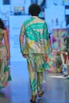 PS Men by Payal Singhal_Green Dupion Silk Printed Tropical Monet Bundi And Kurta Set  _Online_at_Aza_Fashions