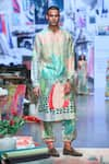 PS Men by Payal Singhal_Green Dupion Silk Printed Tropical Wanderlust Kurta Set _Online