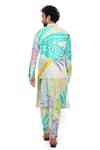 Buy_PS Men by Payal Singhal_Green Dupion Silk Printed Tropical Monet Bundi And Kurta Set  