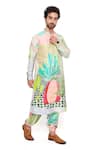 Buy_PS Men by Payal Singhal_Green Dupion Silk Printed Tropical Wanderlust Kurta Set _Online_at_Aza_Fashions