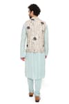 Shop_PS Men by Payal Singhal_Off White Georgette Embroidery Lotus Kiaan Bundi And Kurta Set _Online_at_Aza_Fashions
