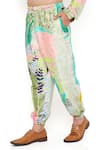 Shop_PS Men by Payal Singhal_Green Dupion Silk Printed Tropical Wanderlust Kurta Set 