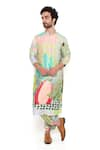 Buy_PS Men by Payal Singhal_Green Dupion Silk Printed Tropical Wanderlust Kurta Set 