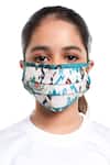 PS Kids by Payal Singhal_Blue Printed 3 Ply Face Mask With Pouch For Accessories_Online_at_Aza_Fashions