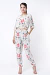 Buy_PS Pret by Payal Singhal_White Crepe Ikat Star Round Crop Top And Jogger Pant Set  _at_Aza_Fashions