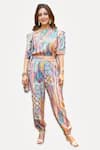 Buy_PS Pret by Payal Singhal_Multi Color Crepe Abstract Round Top And Jogger Pant Set  _at_Aza_Fashions