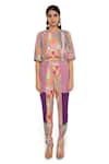 Payal Singhal_Multi Color Crepe Printed African Round Crop Top And Pant Set _at_Aza_Fashions