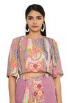 Shop_Payal Singhal_Multi Color Crepe Printed African Round Crop Top And Pant Set _at_Aza_Fashions