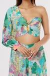 PS Pret by Payal Singhal_Grey Crepe Kuno One Shoulder Crop Top And Palazzo Set  _Online_at_Aza_Fashions