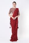 Buy Payal Singhal Maroon Georgette Thread, Sequin And Pre-stitched Saree With Embroidered Blouse at Aza Fashions Buy_Payal Singhal_Maroon Georgette Thread, Sequin And Pre-stitched Saree With Embroidered Blouse _at_Aza_Fashions