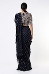 Shop_Payal Singhal_Blue Georgette Embroidery Thread Round Pre-stitched Saree With Blouse _at_Aza_Fashions