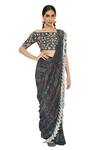 Payal Singhal_Multi Color Crepe Printed One Shoulder Amani Pre-stitched Saree With Choli  _Online_at_Aza_Fashions