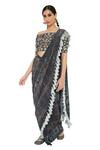 Buy_Payal Singhal_Multi Color Crepe Printed One Shoulder Amani Pre-stitched Saree With Choli  _Online_at_Aza_Fashions