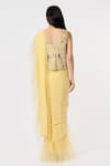 Shop_Payal Singhal_Yellow Georgette And Net Embroidery Mukaish Work & Frill Border Saree With Blouse _at_Aza_Fashions