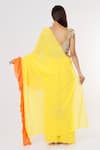 Shop_Payal Singhal_Yellow Georgette Embroidery Thread And Mirror Scoop Frill Border Saree With Blouse_at_Aza_Fashions