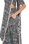 Payal Singhal_Black Crepe Printed Crew Neck Gulnaz Draped Pant And Blouse Set _at_Aza_Fashions