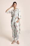 Buy_PS Pret by Payal Singhal_Blue Art Crepe Printed Floral Round Top And Draped Pant Set  _at_Aza_Fashions