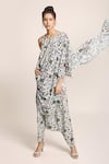 Buy_PS Pret by Payal Singhal_Blue Art Crepe Printed Turkish Round Top And Draped Pant Set _at_Aza_Fashions