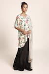 Buy_PS Pret by Payal Singhal_Beige Art Crepe Printed Floral And Bird Motifs Saheba Kurta Palazzo Set  _at_Aza_Fashions