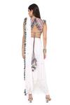 Shop_Payal Singhal_Off White Georgette Embroidered Mukaish U Neck Draped Pant Saree With Choli _at_Aza_Fashions