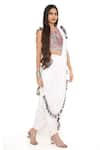 Buy_Payal Singhal_Off White Georgette Embroidered Mukaish U Neck Draped Pant Saree With Choli _Online_at_Aza_Fashions