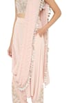 Shop_Payal Singhal_Pink Crepe Embroidered Mukaish Crew Suroor Draped Dhoti Pant Saree With Blouse_Online_at_Aza_Fashions