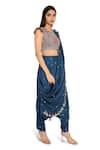 Payal Singhal_Blue Silk Embroidered Geometric Round Dhoti Saree With Blouse_Online_at_Aza_Fashions