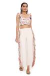 Buy_Payal Singhal_Grey Georgette Embroidery Thread Scoop Neck Rene Bustier And Culottes Set _Online_at_Aza_Fashions