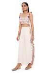Payal Singhal_Grey Georgette Embroidery Thread Scoop Neck Rene Bustier And Culottes Set _at_Aza_Fashions