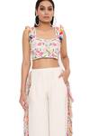 Shop_Payal Singhal_Grey Georgette Embroidery Thread Scoop Neck Rene Bustier And Culottes Set _at_Aza_Fashions