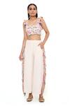 Payal Singhal_Grey Georgette Embroidery Thread Scoop Neck Rene Bustier And Culottes Set _Online