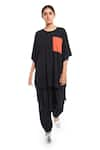 Buy_PS Pret by Payal Singhal_Black Jersey Plain Round Asymmetric Tunic  _at_Aza_Fashions