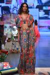 Buy_Payal Singhal_Red Crepe And Embroidery Enchanted Blunt V Noelle Top & Skirt Set _at_Aza_Fashions
