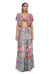 Buy_Payal Singhal_Red Crepe And Embroidery Enchanted Blunt V Noelle Top & Skirt Set _Online_at_Aza_Fashions