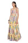 Buy_Payal Singhal_Yellow Dupion Silk And Embroidery Enchanted Alice Bustier & Skirt Set 