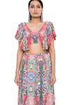 Shop_Payal Singhal_Red Crepe And Embroidery Enchanted Blunt V Noelle Top & Skirt Set _at_Aza_Fashions