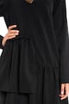 Buy_PS Pret by Payal Singhal_Black Georgette Plain Round Layered Frill Tunic  _Online_at_Aza_Fashions