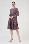 Buy_PS Pret by Payal Singhal_Purple Crepe Forest Round Tiered Tunic  _at_Aza_Fashions