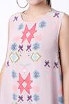 PS Pret by Payal Singhal_Pink Crepe Ikat Star Round Tunic  _Online_at_Aza_Fashions