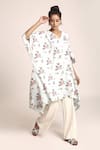 Buy_PS Pret by Payal Singhal_Blue Art Crepe Printed Gulabi V Neck Kaftan  _at_Aza_Fashions