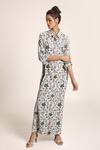 Buy_PS Pret by Payal Singhal_Blue Art Crepe Printed Turkish Collared Neck Shirt Dress  _at_Aza_Fashions