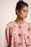 PS Pret by Payal Singhal_Peach Art Crepe Printed Neela Butta Round Tunic  _Online_at_Aza_Fashions