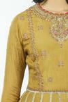 Priyanka Singh_Yellow Cotton Round Embroidered Anarkali Lehenga Set _at_Aza_Fashions